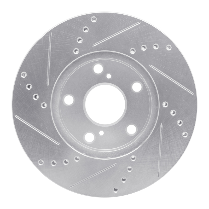 Lexus ES300 Brake Rotor (1) - Front Right - R1 Concepts - Drilled & Slotted - Silver - `92-`06